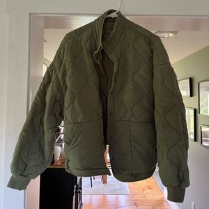BLANKNYC Drop Shoulder Quilted Jacket in Burnt Sage
